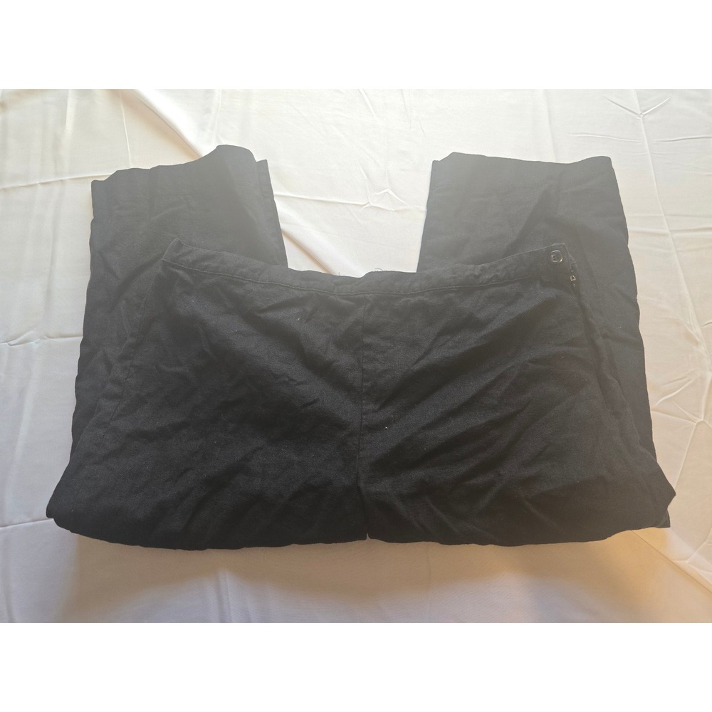 Dana Taylor Petite PXL‎ Capri Black Linen Blend Cropped Wide Leg Pants